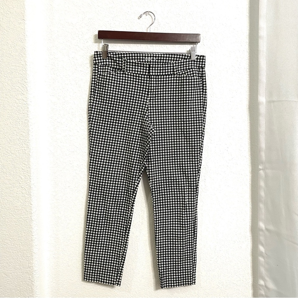 Old Navy Womens Pants Black White Gingham Plaid Pixie Skinny Size 10